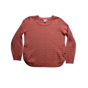 Venus Sweater‎ Women Medium Pink Textured Side Button Crew Neck